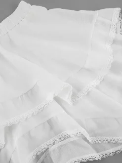 Skirts White Raised Waist Elegant Mini Women's Bottoms