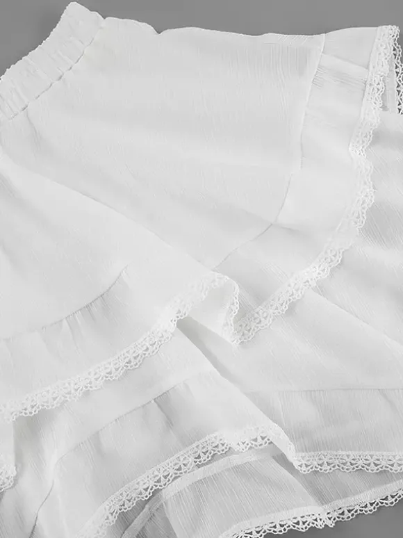 Skirts White Raised Waist Elegant Mini Women's Bottoms