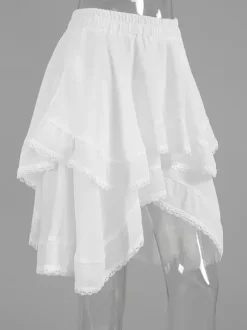 Skirts White Raised Waist Elegant Mini Women's Bottoms
