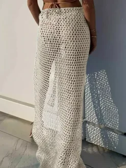 Skirts White Sexy Fishnet Summer Long Women's Bottoms