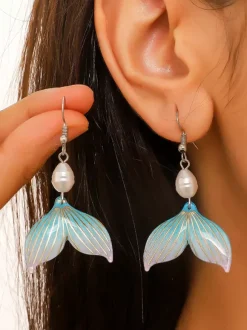 Sky Blue Fishtail Bohemian Earrings For Women 2026