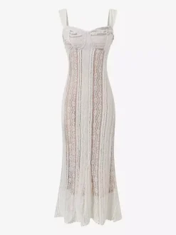 Sleeveless Lace Mermaid Maxi Dress With Bustier Detail For Women 2026