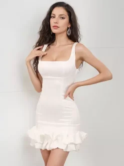Sleeveless Mini Dress Backless Cupcake Hem Birthday Party Dresses
