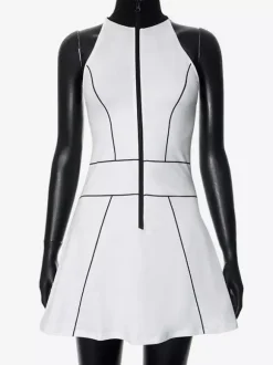 Sleeveless Zip-up Mini Dress With High Neck For Women 2026