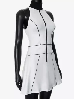 Sleeveless Zip-up Mini Dress With High Neck For Women 2026