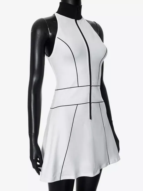 Sleeveless Zip-up Mini Dress With High Neck For Women 2026