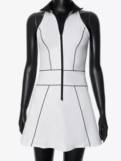 Sleeveless Zip-up Mini Dress With High Neck For Women 2026
