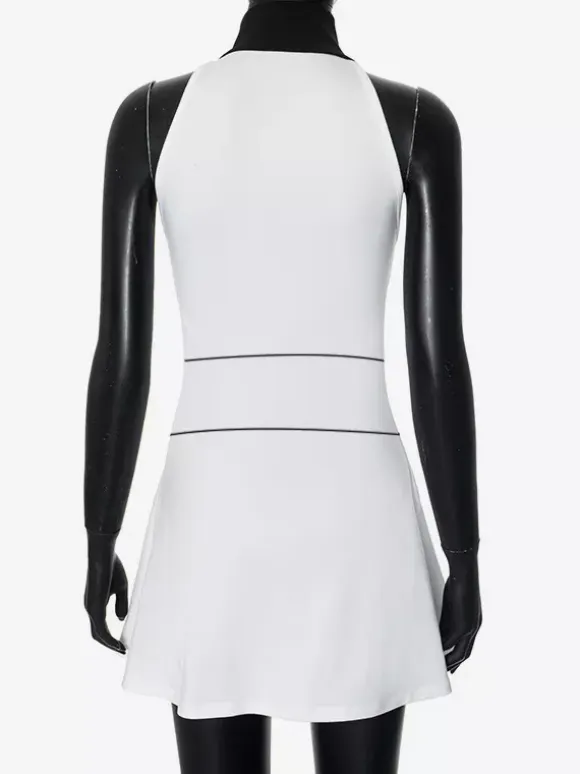 Sleeveless Zip-up Mini Dress With High Neck For Women 2026