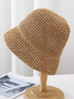 Small Brim Bucket Hat Sun Protection Beach Woven Straw Hat For Women 2026