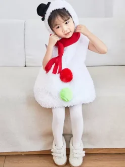 Snowman Jumpsuit For Christmas White Polyester Fiber Jumpsuit Polyester Christmas Holidays Costumes Full Set
