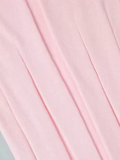 Soft Pink V Neck Knit Maxi Dress For Women Elegant Daily Style