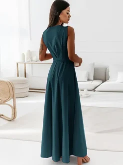 Soft Pink V-Neck Dresses Lace Up Sleeveless Layered Prom Maxi Dress 2026