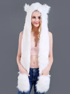 Soft Faux Fur Hat Animal-Shaped Women's Cap For Fall Winter