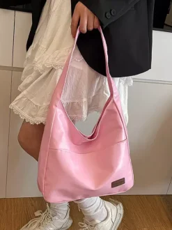Soft Faux Leather U Shape Large Hobo Shoulder Bag Minimalist Daily Underarm Tote Purse