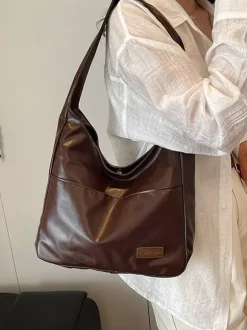 Soft Faux Leather U Shape Large Hobo Shoulder Bag Minimalist Daily Underarm Tote Purse