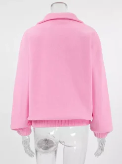 Soft Fuzzy Half Zip Sweatshirt Loose Fit Rib Cuff Long Sleeve Casual Daily Top