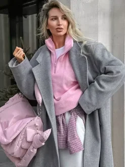 Soft Fuzzy Half Zip Sweatshirt Loose Fit Rib Cuff Long Sleeve Casual Daily Top