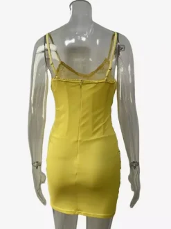 Soft Pink Mini Slip Dress With Spaghetti Straps Ruched Bodycon Dress For Women 2026