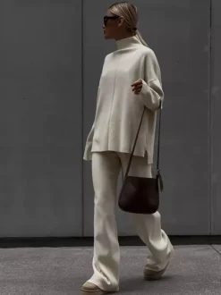 Solid Color Knit Loungewear Co-ord Set For Women 2026