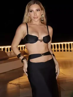 Solid Color Sexy Bikini And Long Beach Skirt 2-piece Swimsuit Set For Summer 2026