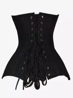 Solid Matte Underbust Corset Front Hooks Back Lace Up Waist Trainer