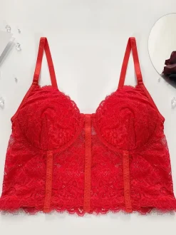 Spaghetti Strap Sweetheart Corset Crop Tops For Woman Sexy Black Bustiers