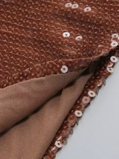 Sparkly Sequin Maxi Formal Dress For Women - Brown Halter Backless Bodycon Slim Long Gown - Summer Gala Night Out Party 2026