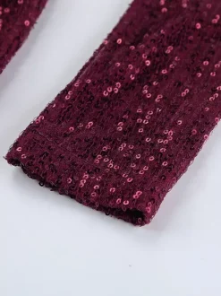 Sparkly Sequin Mini Dress For Women - Sexy Deep V Neck Long Sleeve Ruched Bodycon - Spring Cocktail Party Clubwear 2026