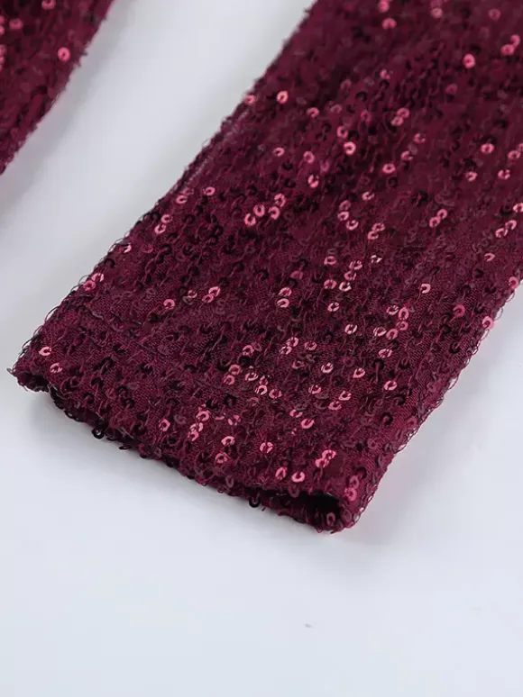 Sparkly Sequin Mini Dress For Women - Sexy Deep V Neck Long Sleeve Ruched Bodycon - Spring Cocktail Party Clubwear 2026