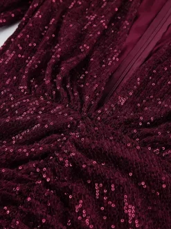 Sparkly Sequin Mini Dress For Women - Sexy Deep V Neck Long Sleeve Ruched Bodycon - Spring Cocktail Party Clubwear 2026