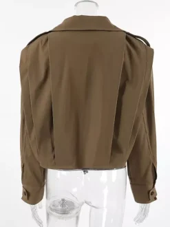 Stand Collar Cropped Jacket For Women 2026