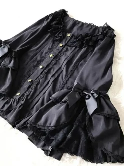 Steampunk Lolita Blouses Ruffles Bows Half Sleeves Blouse Lolita Top White Lolita Shirt