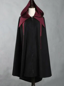 Steampunk Lolita Poncho Black Polyester Color Block Spring Lolita Outwears
