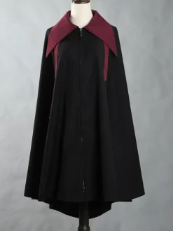 Steampunk Lolita Poncho Black Polyester Color Block Spring Lolita Outwears