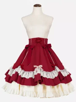 Steampunk Lolita SK Black Bows Lace Lolita Skirts