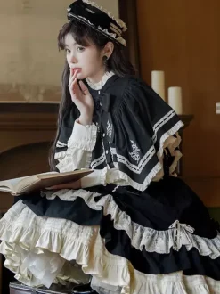 Steampunk Lolita SK Black Bows Lace Lolita Skirts