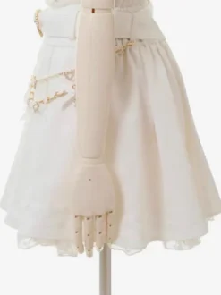 Steampunk Lolita SK White Grommets Pleated Lolita Skirts