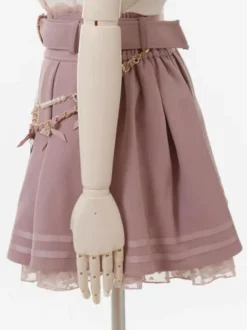 Steampunk Lolita SK White Grommets Pleated Lolita Skirts