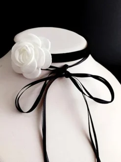 Steampunk Lolita Accessories White Flowers Choker Polyester Fiber Miscellaneous