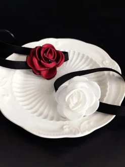 Steampunk Lolita Accessories White Flowers Choker Polyester Fiber Miscellaneous