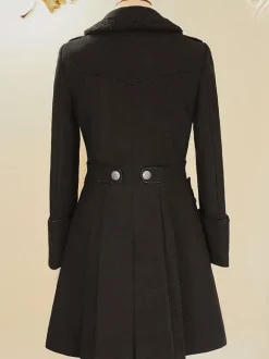 Steampunk Lolita Coats Black Coat Metal Details Overcoat Polyester Fall Lolita Outwears