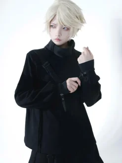Steampunk Lolita Coats Black Polyester Top Top Fall Lolita Outwears