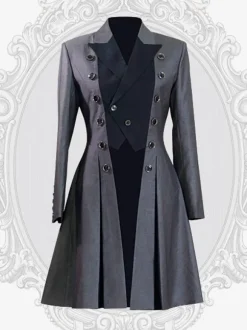 Steampunk Lolita Coats Gray Coat Overcoat Polyester Winter Lolita Outwears