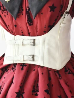Steampunk Lolita Corset Belt Black Buckle Leather Wide Belt