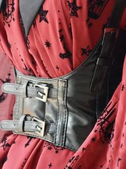 Steampunk Lolita Corset Belt Black Buckle Leather Wide Belt