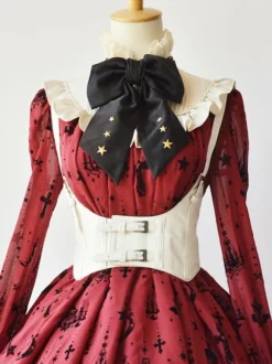 Steampunk Lolita Corset Belt Black Buckle Leather Wide Belt