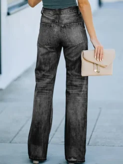 Straight Jeans For Woman High Rise Ripped Spring Bottoms 2026