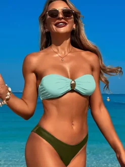 Strapless Bikini And Wide-leg Beach Pants Three-piece Swimsuit Set For Women 2026
