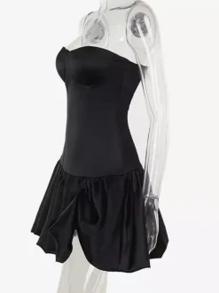 Strapless Mini Dress Ruffled Hem Fitted Bodice Birthday Party Dress For Women 2026