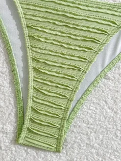 Striped U Neck Cutout Waist Bikini Swimsuit For Summer 2026